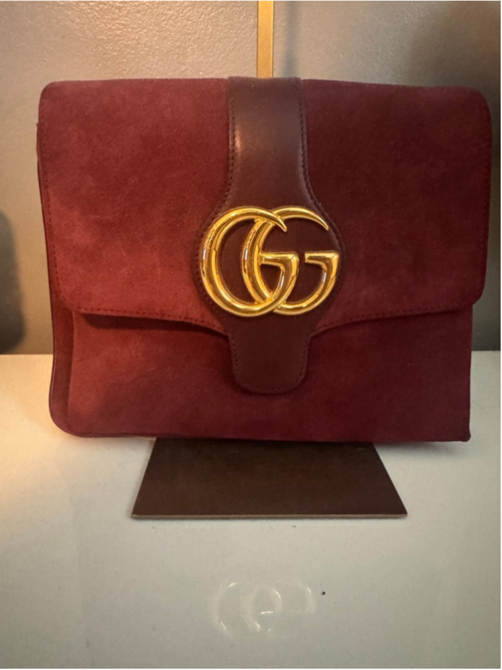 Gucci Burgundy Suede Medium Arli Crossbody Bag